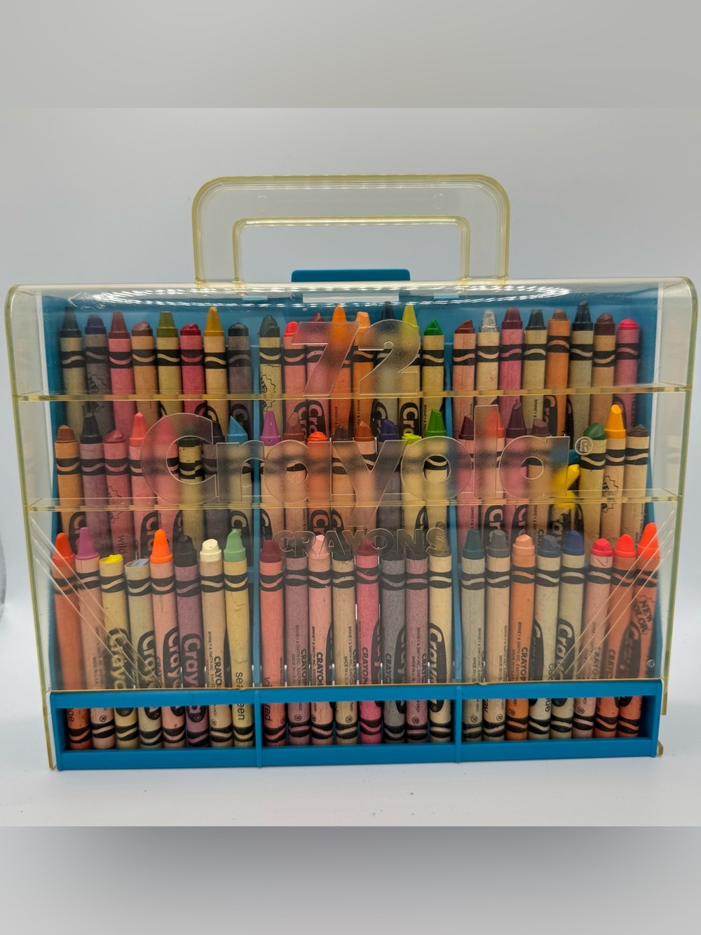 Vintage Crayola Crayon Case Blue 72 Caddy Holder Retired Colors 80s 90s Nostalgi